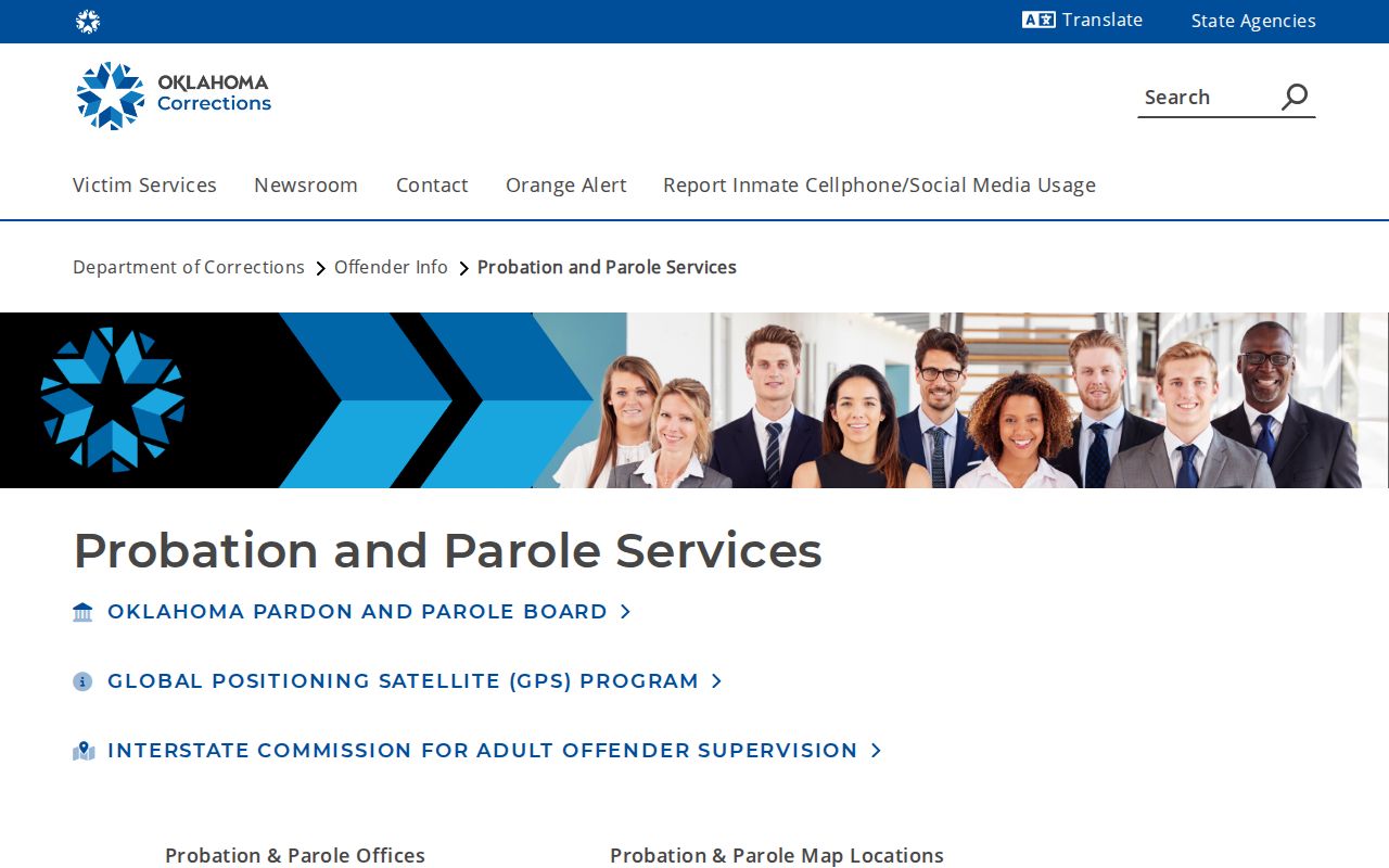 Garfield County parole and probation office listing from ODOC